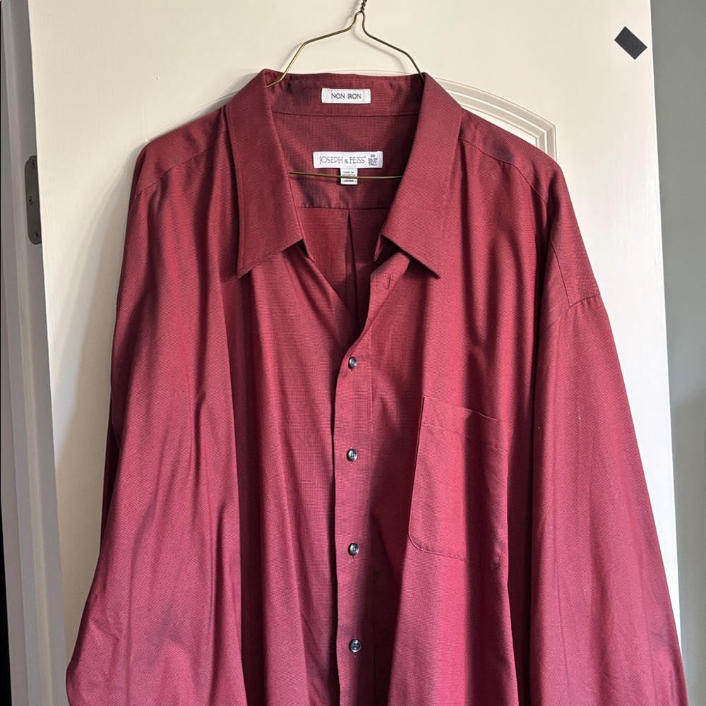 Joseph and Feiss Burgundy Button-Up Shirt